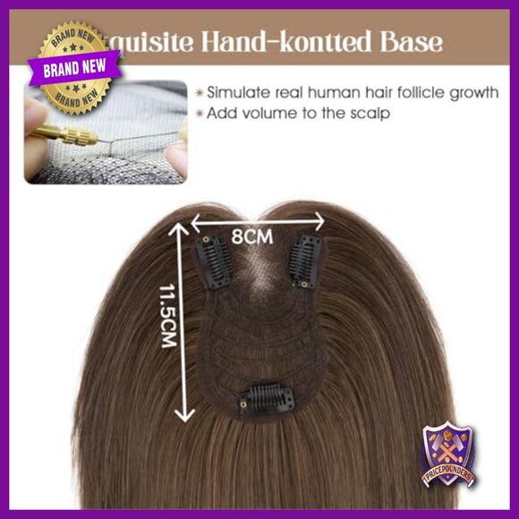 Real Human Hair Topper 10 Inch Clip In For Thinning Crown Lightweight